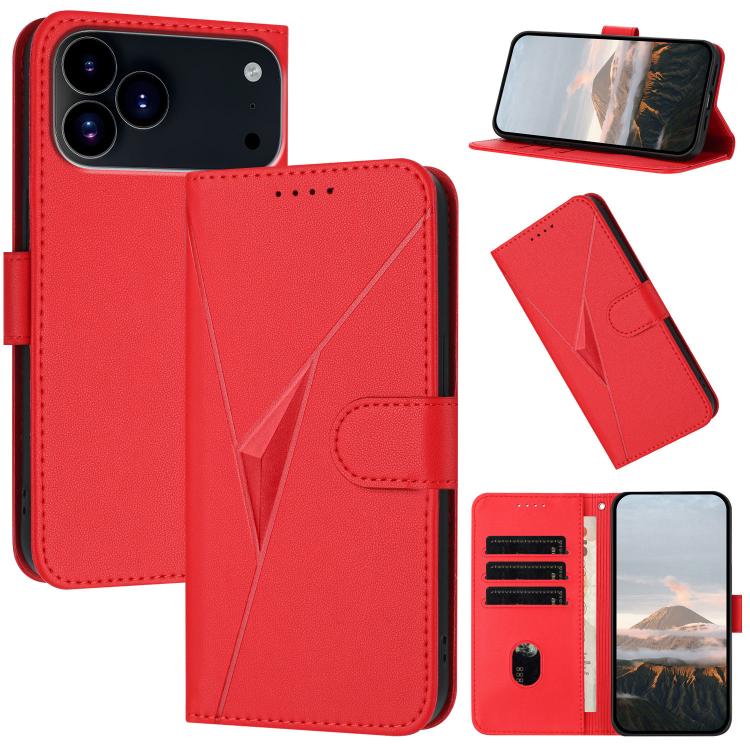 For iPhone 17 Pro Max Triangle Pattern Buckle Clasp Leather Phone Case(Red) - free shipping - PMc TechLife - Order now!