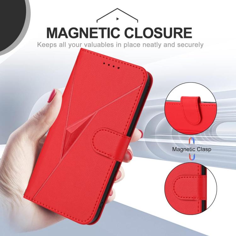 For iPhone 17 Pro Max Triangle Pattern Buckle Clasp Leather Phone Case(Red) - free shipping - PMc TechLife - Order now!