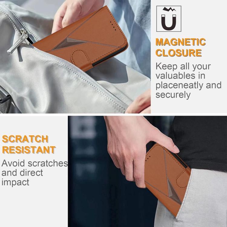 For iPhone 17 Pro Max Triangle Pattern Buckle Clasp Leather Phone Case(Brown) - free shipping - PMc TechLife - Order now!