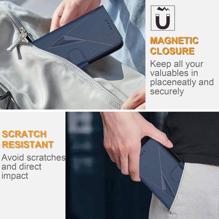 For iPhone 17 Pro Max Triangle Pattern Buckle Clasp Leather Phone Case(Royal Blue) - free shipping - PMc TechLife - Order now!