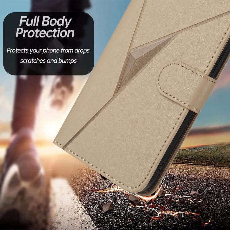 For iPhone 17 Pro Max Triangle Pattern Buckle Clasp Leather Phone Case(Gold) - free shipping - PMc TechLife - Order now!
