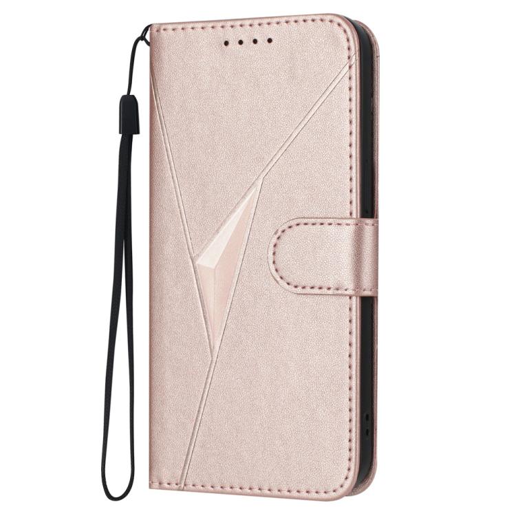 For iPhone 17 Pro Triangle Pattern Buckle Clasp Leather Phone Case(Rose Gold) - free shipping - PMc TechLife - Order now!