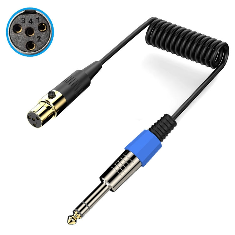 Mini 4 Pin XLR to 6.35mm Stereo Microphone Aux Audio Cable Coiled Adapter Cable, Length: 0.5m(Black) - Microphone Audio Cable & Connector by PMC TechLife | Online Shopping South Africa | PMC TechLife | Buy Now Pay Later Mobicred