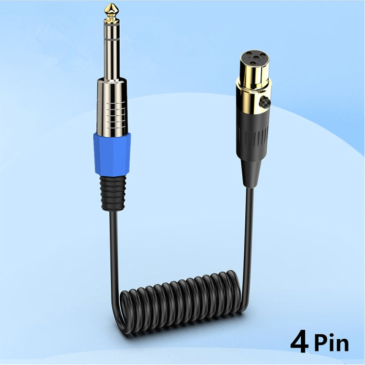 Mini 4 Pin XLR to 6.35mm Stereo Microphone Aux Audio Cable Coiled Adapter Cable, Length: 0.5m(Black) - Microphone Audio Cable & Connector by PMC TechLife | Online Shopping South Africa | PMC TechLife | Buy Now Pay Later Mobicred