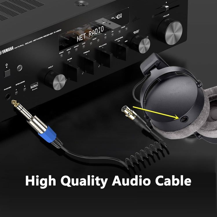 Mini 4 Pin XLR to 6.35mm Stereo Microphone Aux Audio Cable Coiled Adapter Cable, Length: 0.5m(Black) - Microphone Audio Cable & Connector by PMC TechLife | Online Shopping South Africa | PMC TechLife | Buy Now Pay Later Mobicred