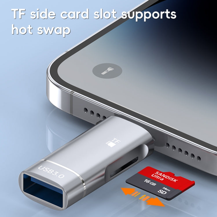 2 in 1 8 Pin to USB and TF Card Reader Adapter(Grey) - U Disk & Card Reader by PMC Jewellery | Online Shopping South Africa | PMC Jewellery | Buy Now Pay Later Mobicred