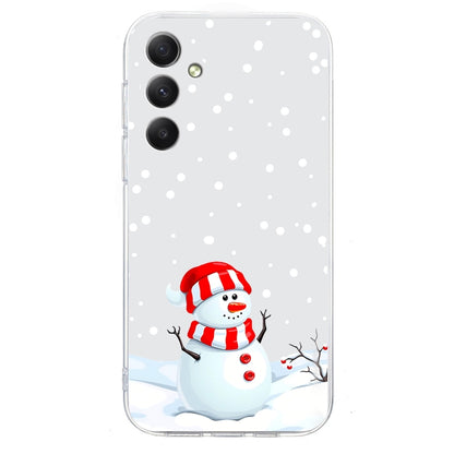 For Samsung Galaxy S25 5G Christmas Painted Pattern TPU Transparent Phone Case(Snowman) - Galaxy S25 5G Cases by PMC Jewellery | Online Shopping South Africa | PMC Jewellery | Buy Now Pay Later Mobicred