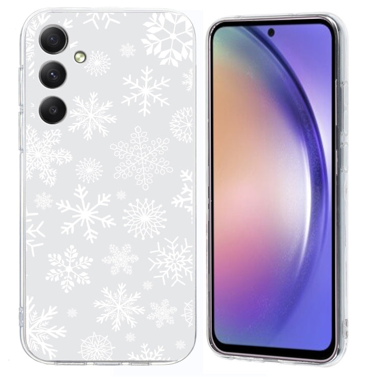 For Samsung Galaxy S25 5G Christmas Painted Pattern TPU Transparent Phone Case(Snowflakes) - Galaxy S25 5G Cases by PMC Jewellery | Online Shopping South Africa | PMC Jewellery | Buy Now Pay Later Mobicred
