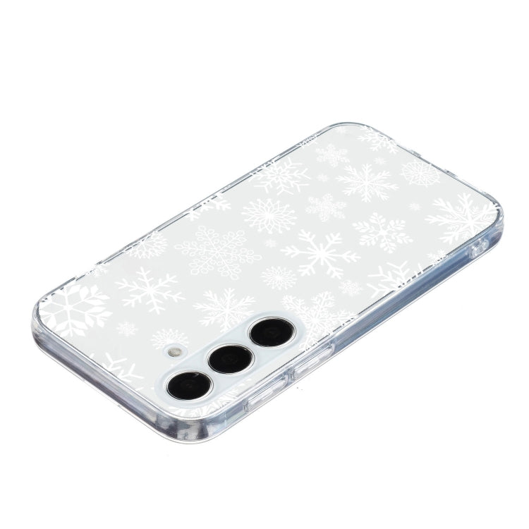 For Samsung Galaxy S25 5G Christmas Painted Pattern TPU Transparent Phone Case(Snowflakes) - Galaxy S25 5G Cases by PMC Jewellery | Online Shopping South Africa | PMC Jewellery | Buy Now Pay Later Mobicred
