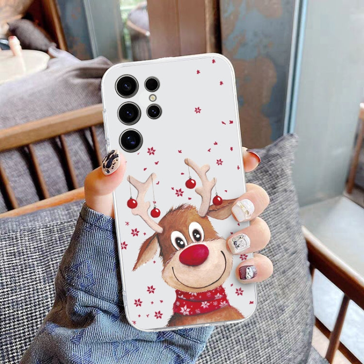 For Samsung Galaxy S25 Ultra 5G Christmas Painted Pattern TPU Transparent Phone Case(Elk) - Galaxy S25 Ultra 5G Cases by PMC Jewellery | Online Shopping South Africa | PMC Jewellery | Buy Now Pay Later Mobicred