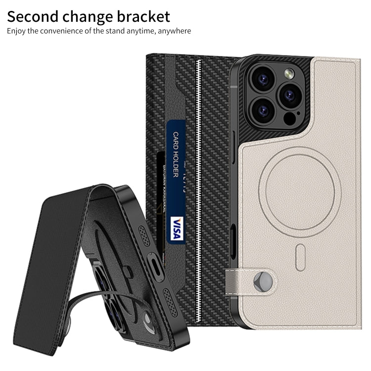 For iPhone 16 Pro Max GKK Detachable Flip Leather MagSafe Phone Case(Carbon Fiber) - free shipping - PMC Jewellery - Order now!