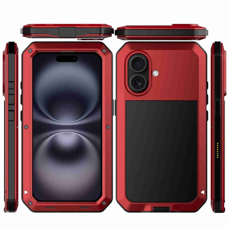 For iPhone 16 Plus RedPepper Triple-proof Metal Phone Case(Red) - free shipping - PMC Jewellery - Order now!