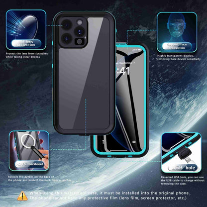 For iPhone 16 Pro Max RedPepper Transparent Dot IP68 Waterproof Triple-proof Phone Case(Black Blue) - iPhone 16 Pro Max Cases by RedPepper | Online Shopping South Africa | PMC Jewellery | Buy Now Pay Later Mobicred