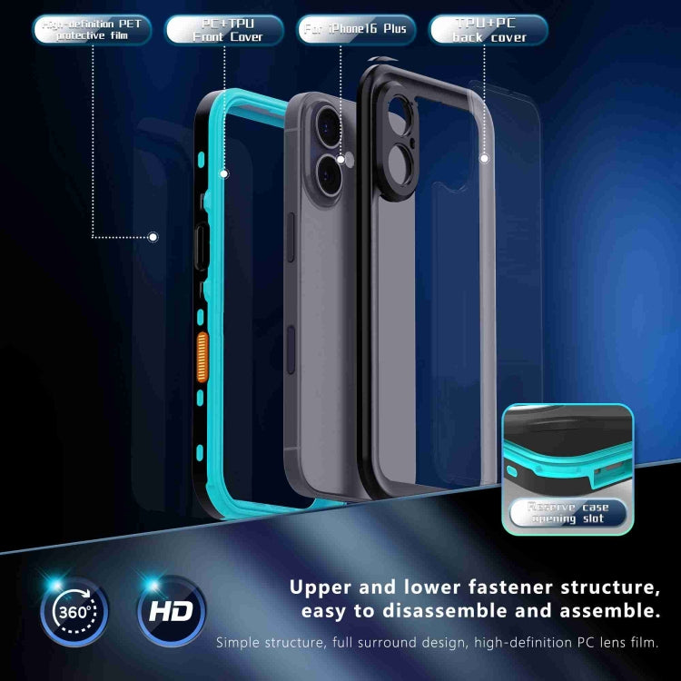 For iPhone 16 RedPepper Transparent Dot IP68 Waterproof Triple-proof Phone Case(Black Blue) - iPhone 16 Cases by RedPepper | Online Shopping South Africa | PMC Jewellery | Buy Now Pay Later Mobicred