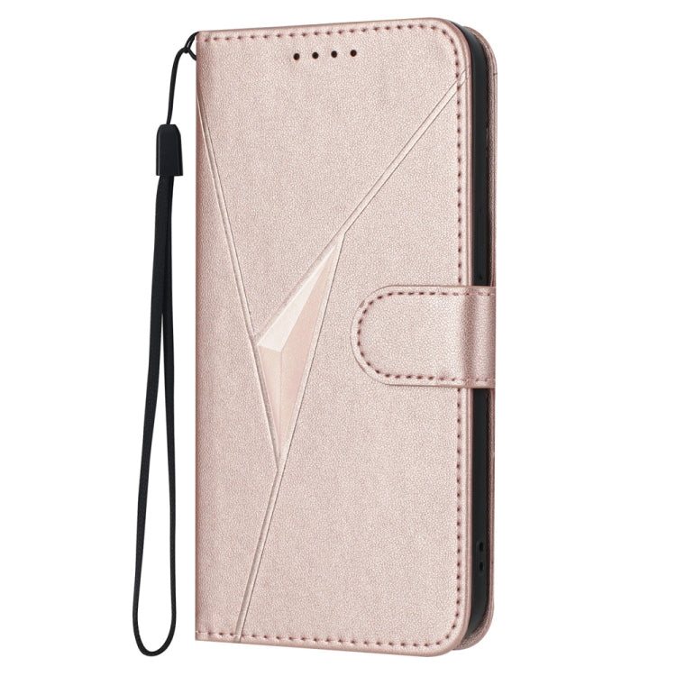 For Samsung Galaxy S25 Ultra 5G Triangle Pattern Buckle Clasp Leather Phone Case(Rose Gold) - Galaxy S25 Ultra 5G Cases by PMC Jewellery | Online Shopping South Africa | PMC Jewellery | Buy Now Pay Later Mobicred