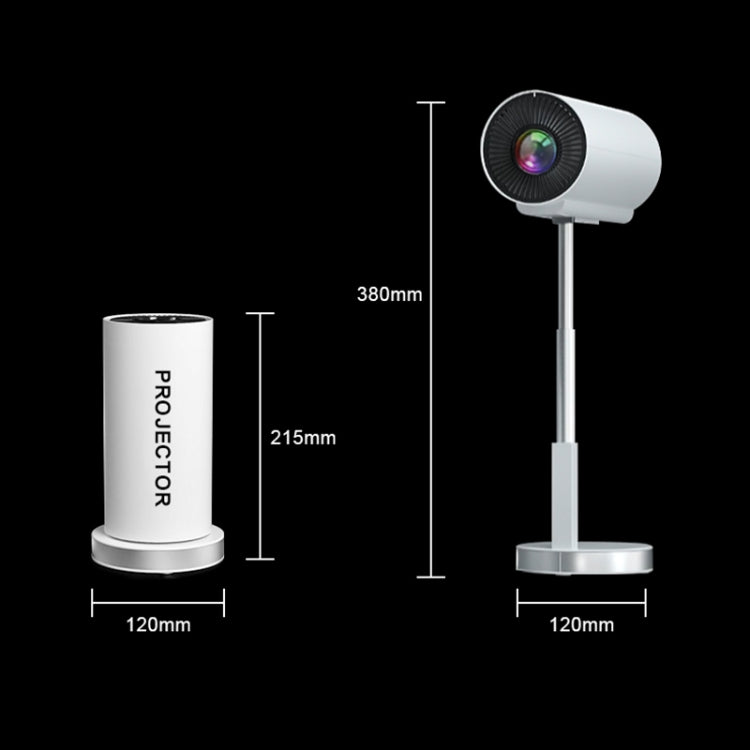 TS-3 1280x720P 260ANSI HiSilicon 352 Android 9.0 Telescopic Projector, EU Plug(White) - LED Projector by PMC TechLife | Online Shopping South Africa | PMC TechLife | Buy Now Pay Later Mobicred