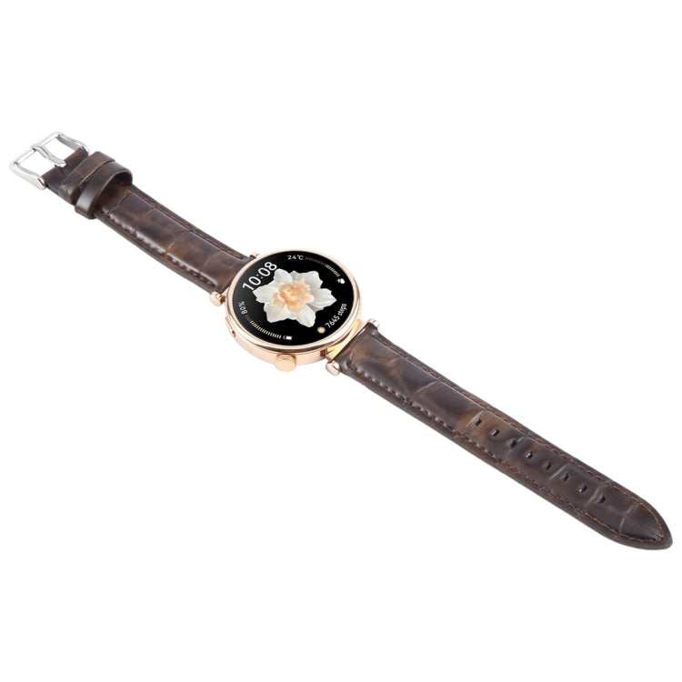 20mm Silver Steel Buckle Genuine Leather Watch Band Wristband(Coffee) - 20mm Bands by PMc TechLife | Online Shopping South Africa | PMc TechLife | Buy Now Pay Later Mobicred