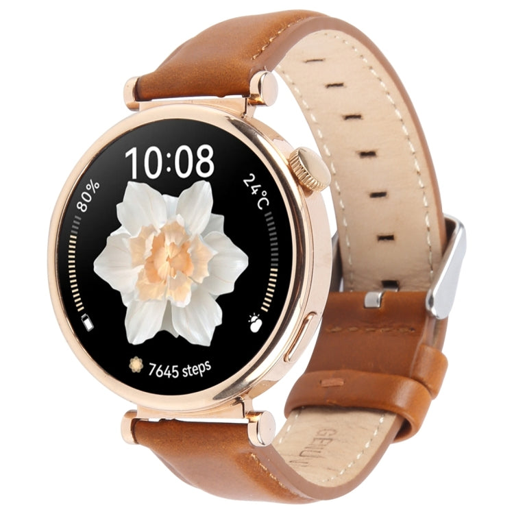 20mm Silver Steel Buckle Genuine Leather Watch Band Wristband(Brown) - 20mm Bands by PMc TechLife | Online Shopping South Africa | PMc TechLife | Buy Now Pay Later Mobicred