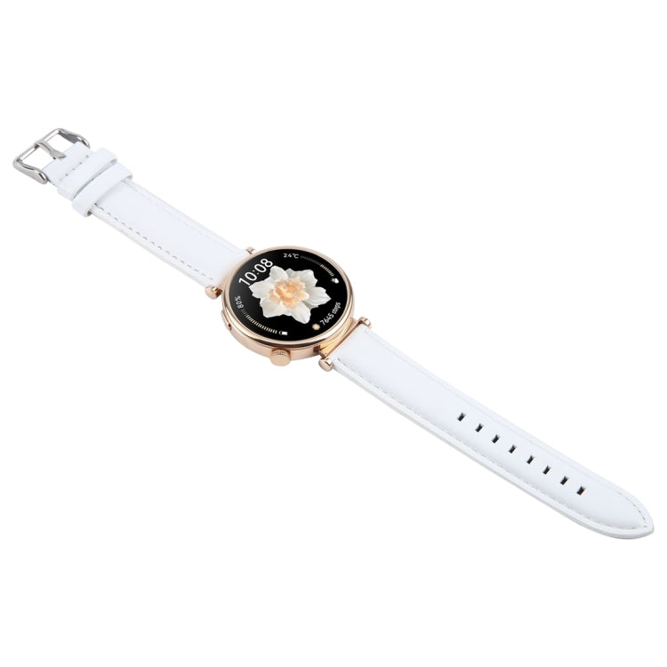 20mm Silver Steel Buckle Genuine Leather Watch Band Wristband(White) - 20mm Bands by PMc TechLife | Online Shopping South Africa | PMc TechLife | Buy Now Pay Later Mobicred