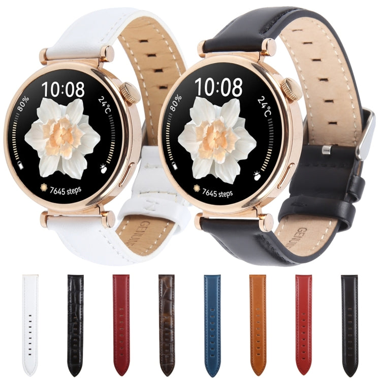 20mm Silver Steel Buckle Genuine Leather Watch Band Wristband(Brown) - 20mm Bands by PMc TechLife | Online Shopping South Africa | PMc TechLife | Buy Now Pay Later Mobicred