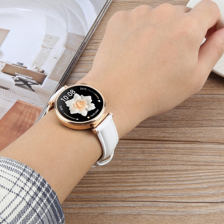 20mm Silver Steel Buckle Genuine Leather Watch Band Wristband(White) - 20mm Bands by PMc TechLife | Online Shopping South Africa | PMc TechLife | Buy Now Pay Later Mobicred