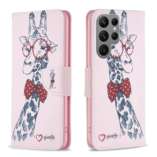 For Samsung Galaxy S25 Ultra 5G Colored Drawing Pattern Leather Phone Case(Giraffe) - Galaxy S25 Ultra 5G Cases by PMC Jewellery | Online Shopping South Africa | PMC Jewellery | Buy Now Pay Later Mobicred