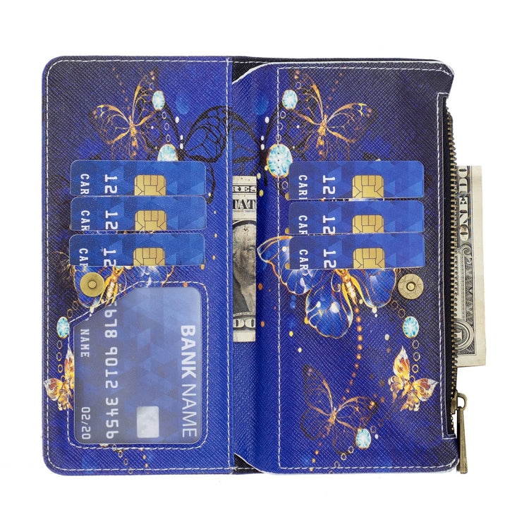 For Samsung Galaxy S25+ 5G Colored Drawing Pattern Zipper Leather Phone Case(Purple Butterfly) - Galaxy S25+ 5G Cases by PMC Jewellery | Online Shopping South Africa | PMC Jewellery | Buy Now Pay Later Mobicred