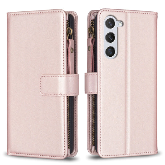 For Samsung Galaxy S25 5G 9 Card Slots Zipper Wallet Leather Flip Phone Case(Rose Gold) - Galaxy S25 5G Cases by PMC Jewellery | Online Shopping South Africa | PMC Jewellery | Buy Now Pay Later Mobicred