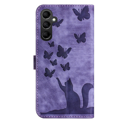 For Samsung Galaxy S25 5G Butterfly Cat Embossing Flip Leather Phone Case(Purple) - Galaxy S25 5G Cases by PMC Jewellery | Online Shopping South Africa | PMC Jewellery | Buy Now Pay Later Mobicred