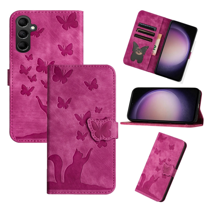 For Samsung Galaxy S25+ 5G Butterfly Cat Embossing Flip Leather Phone Case(Pink) - Galaxy S25+ 5G Cases by PMC Jewellery | Online Shopping South Africa | PMC Jewellery | Buy Now Pay Later Mobicred