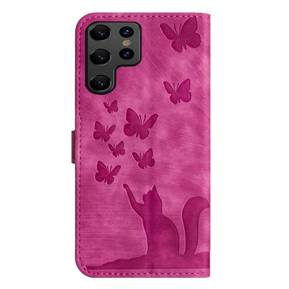 For Samsung Galaxy S25 Ultra 5G Butterfly Cat Embossing Flip Leather Phone Case(Pink) - Galaxy S25 Ultra 5G Cases by PMC Jewellery | Online Shopping South Africa | PMC Jewellery | Buy Now Pay Later Mobicred