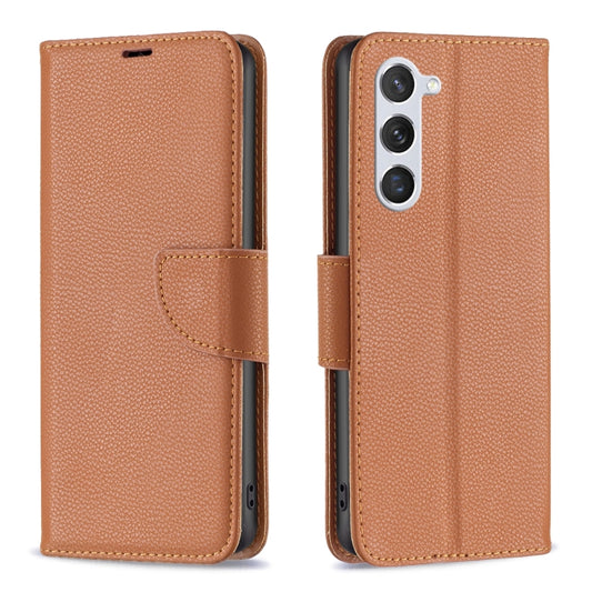 For Samsung Galaxy S25 5G Litchi Texture Pure Color Flip Leather Phone Case(Brown) - Galaxy S25 5G Cases by PMC Jewellery | Online Shopping South Africa | PMC Jewellery | Buy Now Pay Later Mobicred