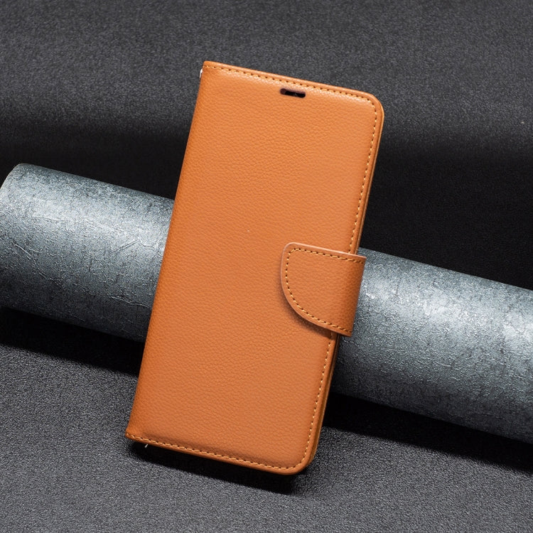 For Samsung Galaxy S25 5G Litchi Texture Pure Color Flip Leather Phone Case(Brown) - Galaxy S25 5G Cases by PMC TechLife | Online Shopping South Africa | PMC TechLife | Buy Now Pay Later Mobicred