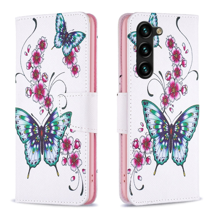 For Samsung Galaxy S25+ 5G Colored Drawing Pattern Leather Phone Case(Flowers Butterfly) - Galaxy S25+ 5G Tempered Glass by PMC Jewellery | Online Shopping South Africa | PMC Jewellery | Buy Now Pay Later Mobicred