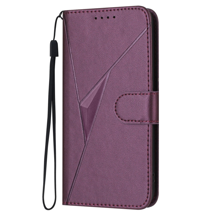 For Motorola Moto G Power 2024 Triangle Pattern Buckle Clasp Leather Phone Case(Dark Purple) - Motorola Cases by PMC Jewellery | Online Shopping South Africa | PMC Jewellery | Buy Now Pay Later Mobicred