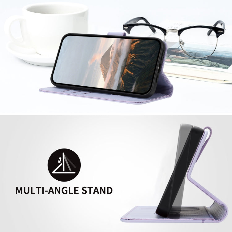 For Motorola Moto G Power 2024 Triangle Pattern Buckle Clasp Leather Phone Case(Light Purple) - Motorola Cases by PMC Jewellery | Online Shopping South Africa | PMC Jewellery | Buy Now Pay Later Mobicred