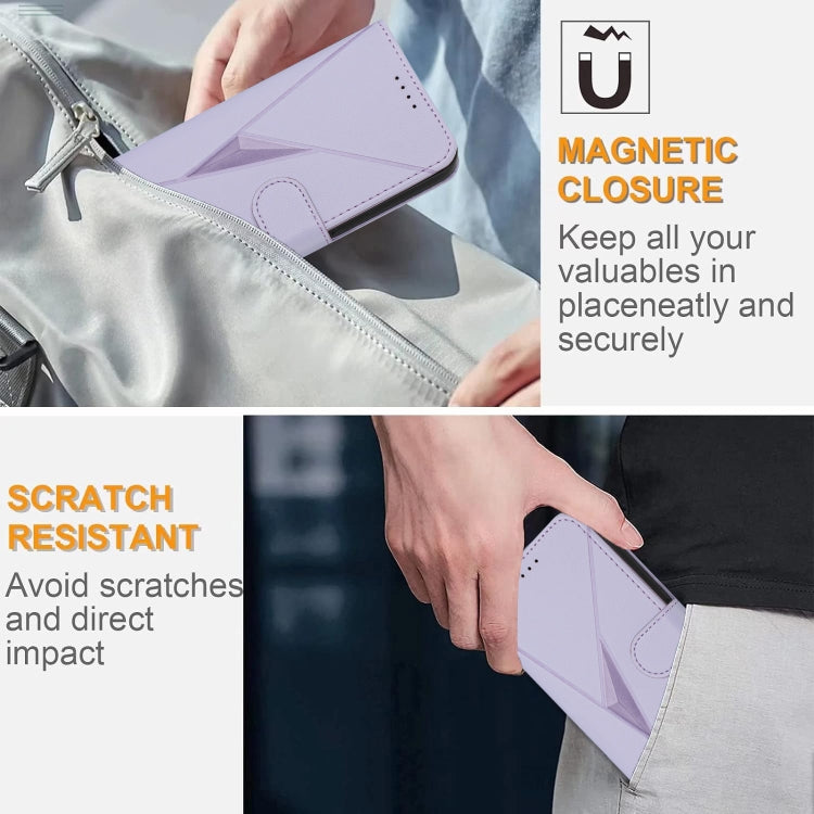 For Motorola Moto G Power 2024 Triangle Pattern Buckle Clasp Leather Phone Case(Light Purple) - Motorola Cases by PMC Jewellery | Online Shopping South Africa | PMC Jewellery | Buy Now Pay Later Mobicred