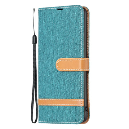 For Samsung Galaxy S25 5G Color Block Denim Texture Leather Phone Case(Green) - Galaxy S25 5G Cases by PMC Jewellery | Online Shopping South Africa | PMC Jewellery | Buy Now Pay Later Mobicred