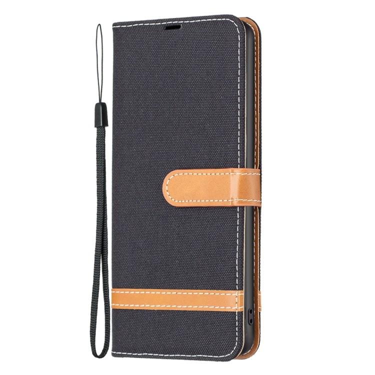 For Samsung Galaxy S25+ 5G Color Block Denim Texture Leather Phone Case(Black) - Galaxy S25+ 5G Cases by PMC Jewellery | Online Shopping South Africa | PMC Jewellery | Buy Now Pay Later Mobicred