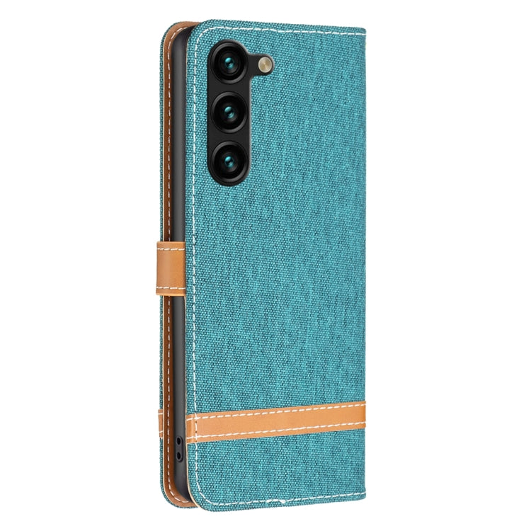 For Samsung Galaxy S25+ 5G Color Block Denim Texture Leather Phone Case(Green) - Galaxy S25+ 5G Cases by PMC Jewellery | Online Shopping South Africa | PMC Jewellery | Buy Now Pay Later Mobicred