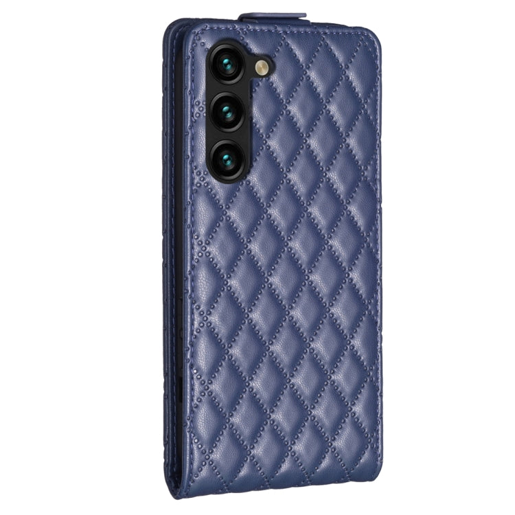 For Samsung Galaxy S25 5G Diamond Lattice Vertical Flip Leather Phone Case(Blue) - Galaxy S25 5G Cases by PMC Jewellery | Online Shopping South Africa | PMC Jewellery | Buy Now Pay Later Mobicred