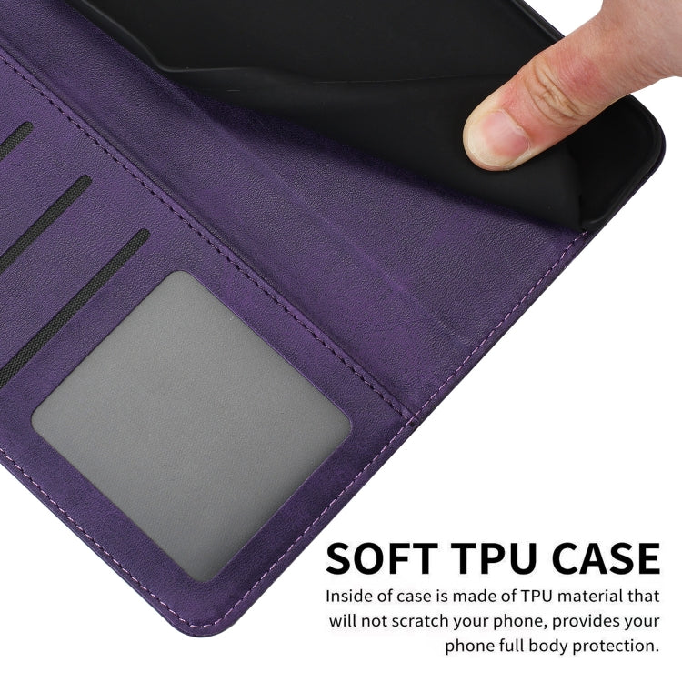 For Samsung Galaxy S25 / S24 5G Solid Calf Texture Flip Leather Phone Case(Purple) - Galaxy S25 5G Cases by PMC Jewellery | Online Shopping South Africa | PMC Jewellery | Buy Now Pay Later Mobicred