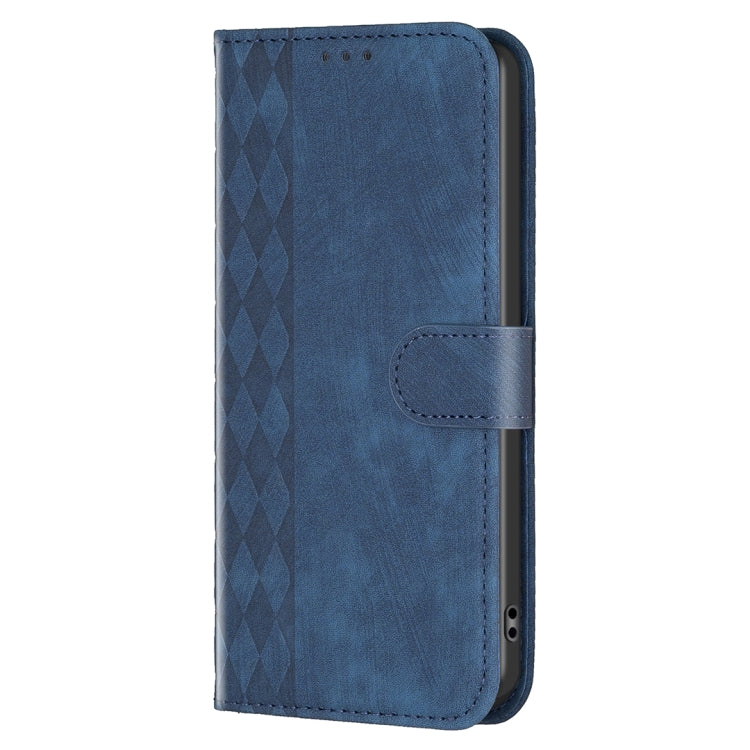 For Samsung Galaxy S25 5G Plaid Embossed Leather Phone Case(Blue) - Galaxy S25 5G Cases by PMC Jewellery | Online Shopping South Africa | PMC Jewellery | Buy Now Pay Later Mobicred