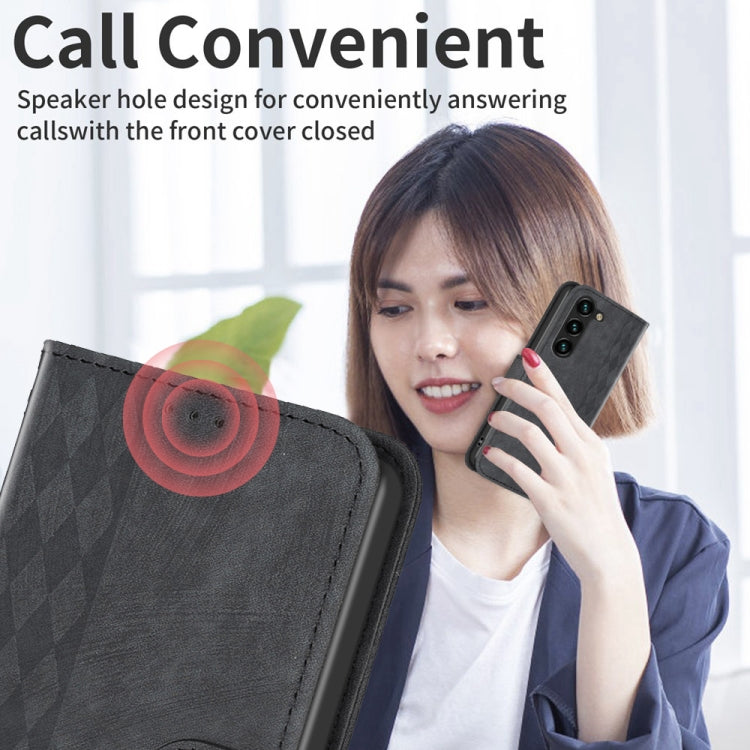 For Samsung Galaxy S25 5G Plaid Embossed Leather Phone Case(Black) - Galaxy S25 5G Cases by PMC Jewellery | Online Shopping South Africa | PMC Jewellery | Buy Now Pay Later Mobicred