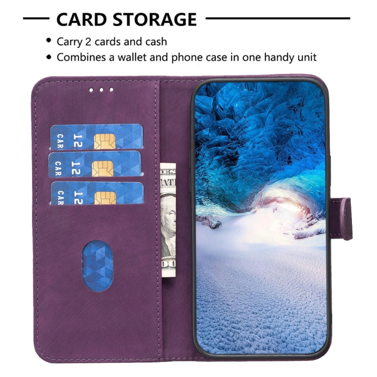 For Samsung Galaxy S25+ 5G Plaid Embossed Leather Phone Case(Purple) - free shipping - PMC Jewellery - Order now!