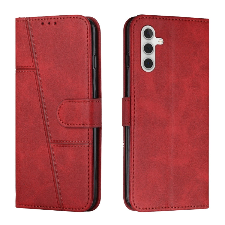 For Samsung Galaxy S25 / S24 5G Stitching Calf Texture Buckle Leather Phone Case(Red) - Galaxy S25 5G Cases by PMC Jewellery | Online Shopping South Africa | PMC Jewellery | Buy Now Pay Later Mobicred