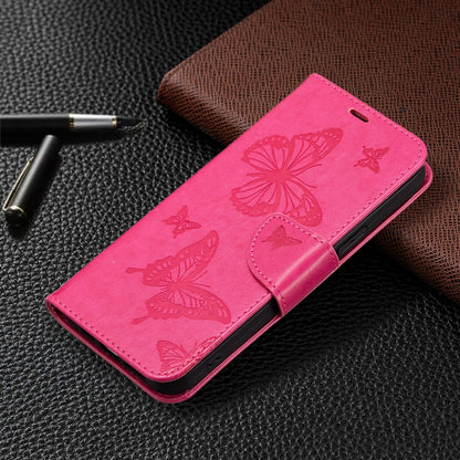 For Samsung Galaxy S25+ 5G Embossing Two Butterflies Pattern Leather Phone Case(Rose Red) - Galaxy S25+ 5G Cases by PMC Jewellery | Online Shopping South Africa | PMC Jewellery | Buy Now Pay Later Mobicred