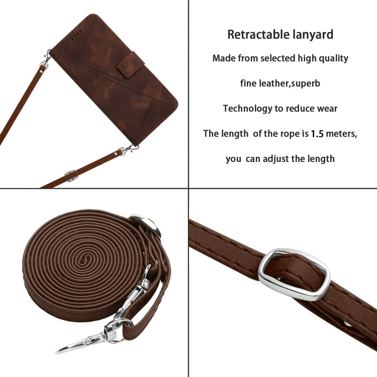 For Samsung Galaxy S25 / S24 5G Dream Triangle Leather Phone Case with Long Lanyard(Brown) - Galaxy S25 5G Cases by PMC Jewellery | Online Shopping South Africa | PMC Jewellery | Buy Now Pay Later Mobicred