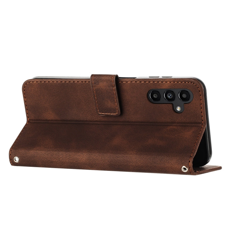 For Samsung Galaxy S25+ / S24+ 5G 5G Dream Triangle Leather Phone Case with Long Lanyard(Brown) - Galaxy S25+ 5G Cases by PMC Jewellery | Online Shopping South Africa | PMC Jewellery | Buy Now Pay Later Mobicred