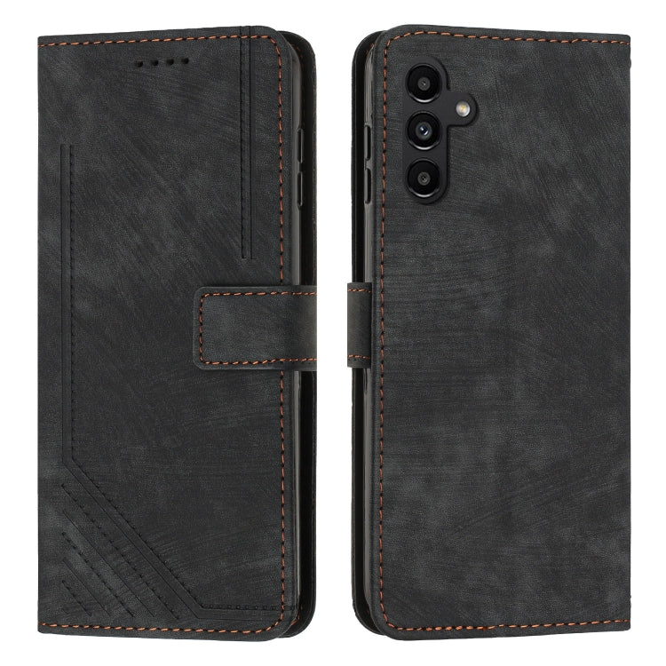 For Samsung Galaxy S25 / S24 5G Skin Feel Stripe Pattern Leather Phone Case with Long Lanyard(Black) - Galaxy S25 5G Cases by PMC Jewellery | Online Shopping South Africa | PMC Jewellery | Buy Now Pay Later Mobicred
